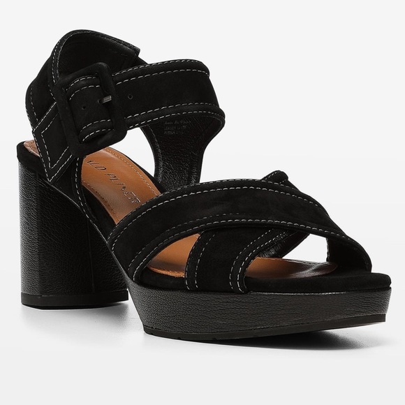 DONALD PLINER Geniks Suede Crisscross Sandals IN Black Size: 8.5 (NIB) - Picture 1 of 12